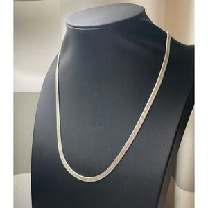 Sterling Silver Herringbone Necklace 925 Flat Chain Made in Italy